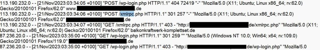 Beispiel WordPress Sicherheit XMLRPC