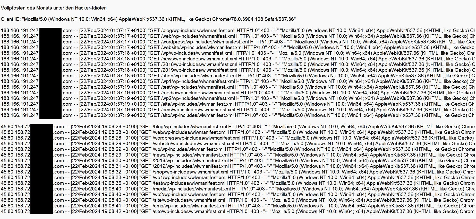 Hacker Vollpfosten Februar 2024